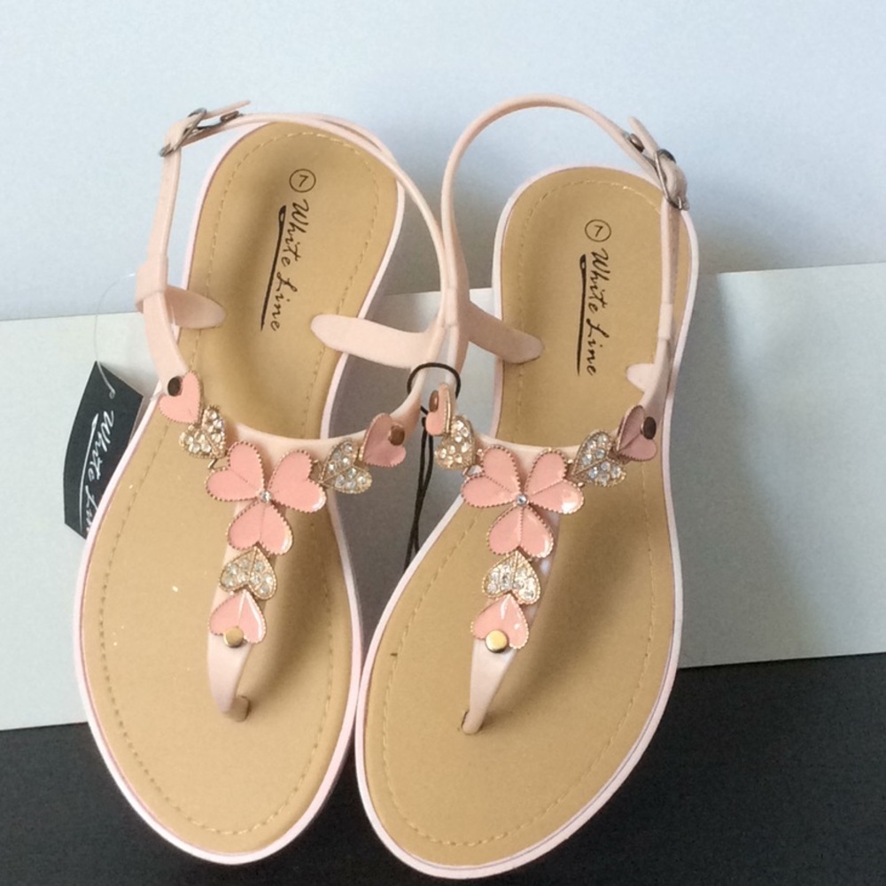 White Line Blush Embellished Jelly Sandal size 6&7